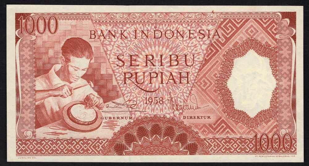 Indonesia - 1000 Rupiah 1958 - Pick # 61 - aUNC