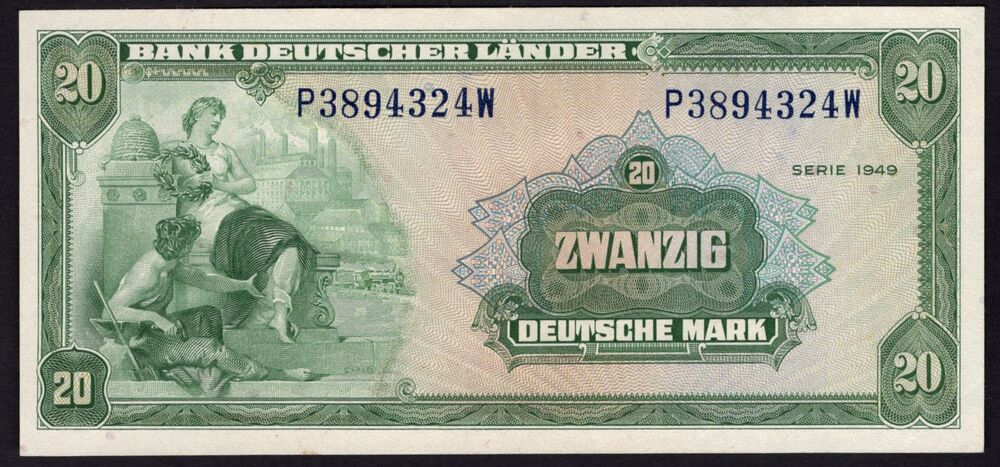 Germany - 20 Deutsche Mark 1949 - Pick # 17a - aUNC