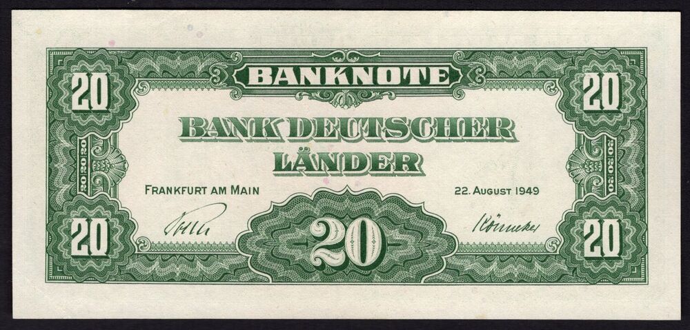 Germany - 20 Deutsche Mark 1949 - Pick # 17a - aUNC