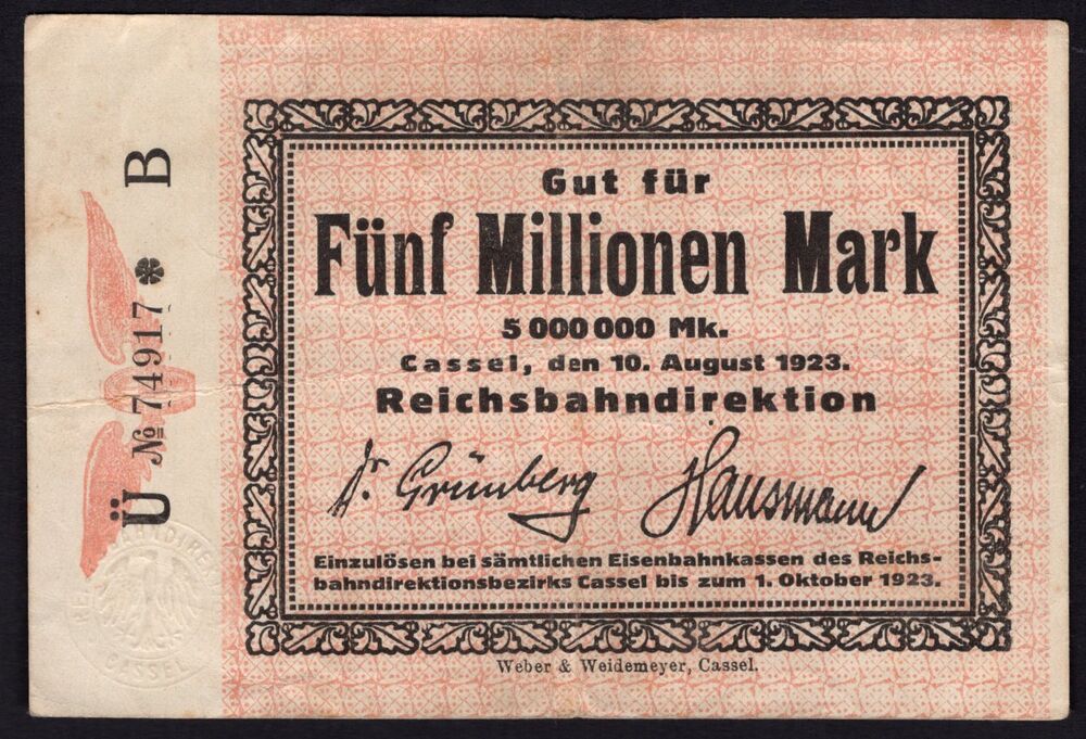 Germany - 5.000.000 Mark 1923 - Pick # S1148 - VF