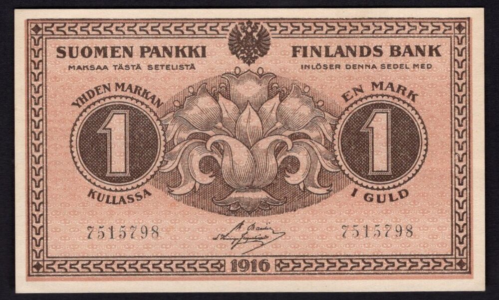 Finland - 1 Marka 1916 - Pick # 19 - aUNC