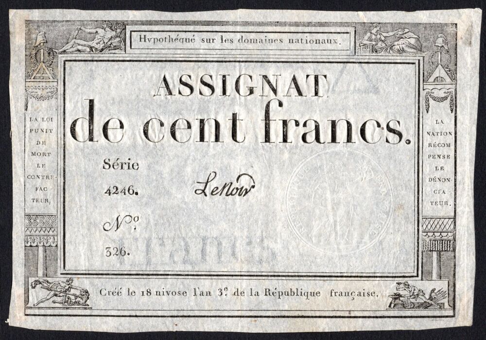 France -  100 Francs 1795 - Pick # A78 - VF