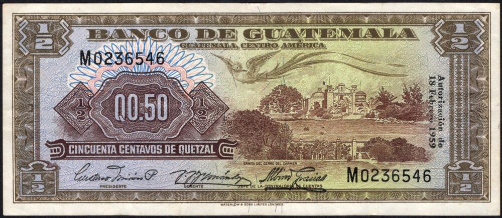 Guatemala -  1/2 Quetzal 1959 - Pick # 41a - VF