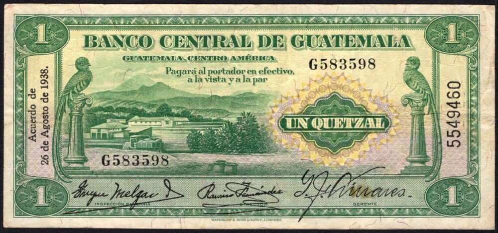 Guatemala -  1 Quetzal 1938 - Pick # 14a - aVF