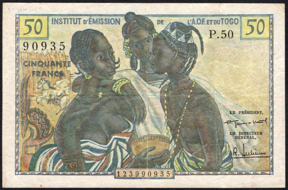 French West Africa -  50 Francs 1956 - Pick # 45 - F/VF