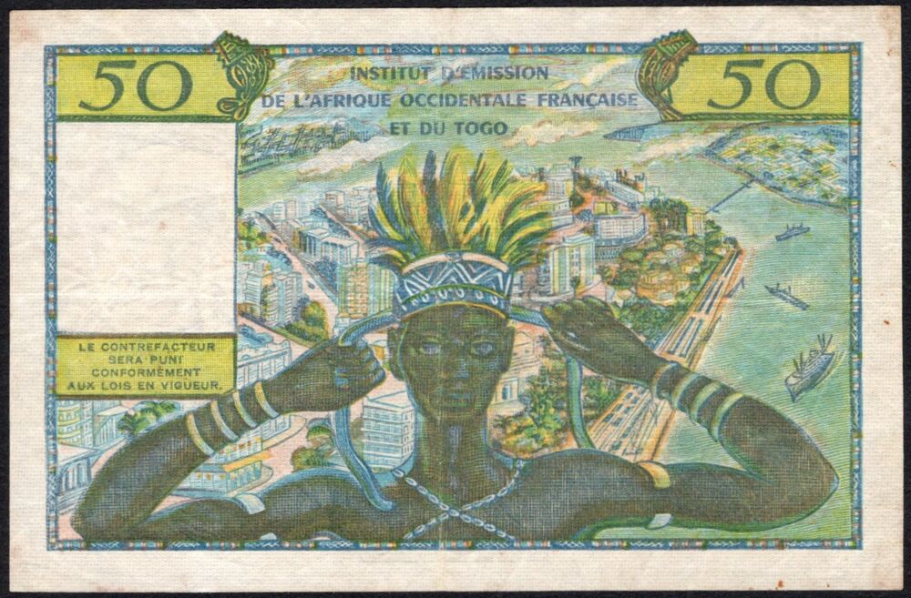 French West Africa -  50 Francs 1956 - Pick # 45 - F/VF