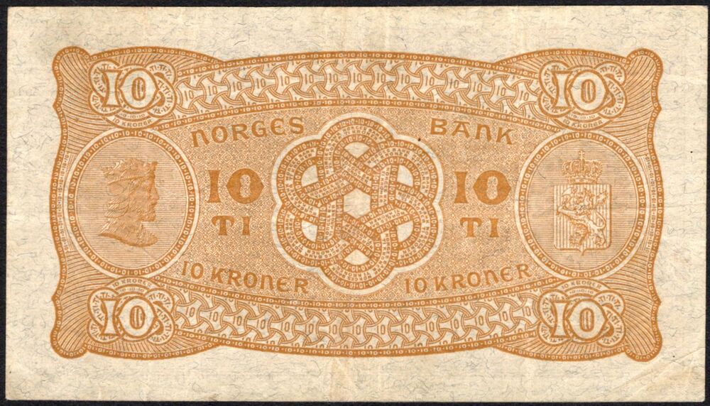 Norway -  10 Kroner 1938 - Pick # 8c - aVF
