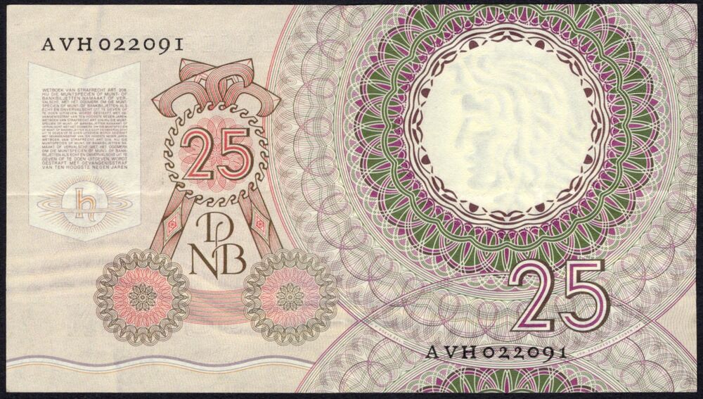 Netherlands -  25 Gulden 1955 - Pick # 87 - XF
