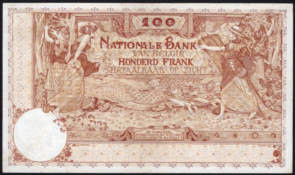 Belgie -  100 Francs 1912 - Pick # 71 - VF