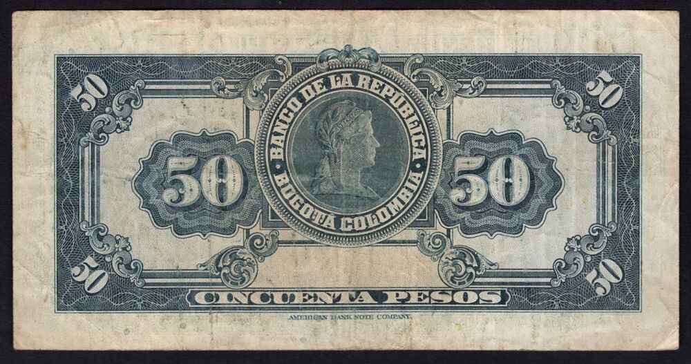 Colombia - 50 Pesos 1953 - Pick # 393d - VF