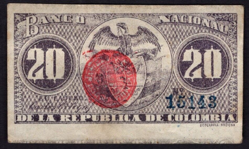 Colombia - 20 Centavos 1900 - Pick # 265 - VF
