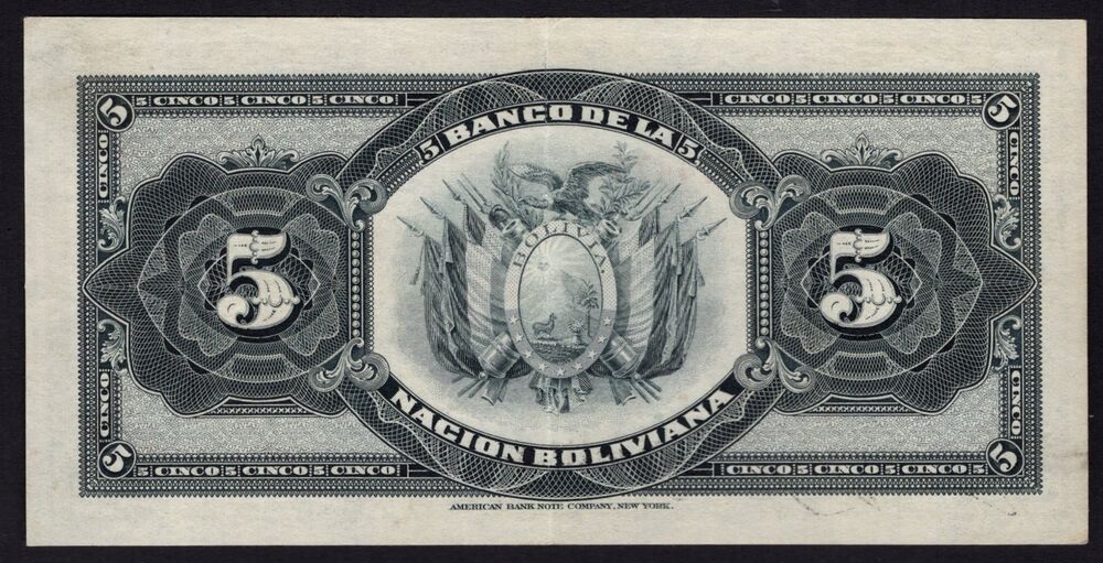 Bolivia - 5 Bolivianos 1911 - Pick # 105a - XF