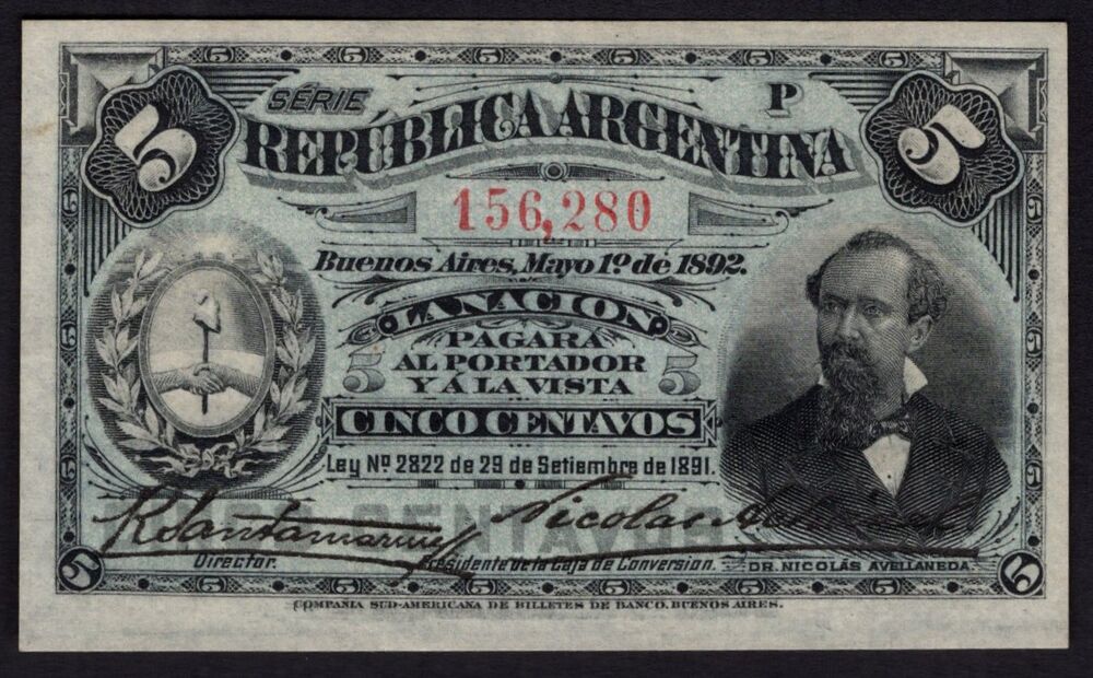Argentina - 5 Centavos 1891 - Pick # 213 - XF
