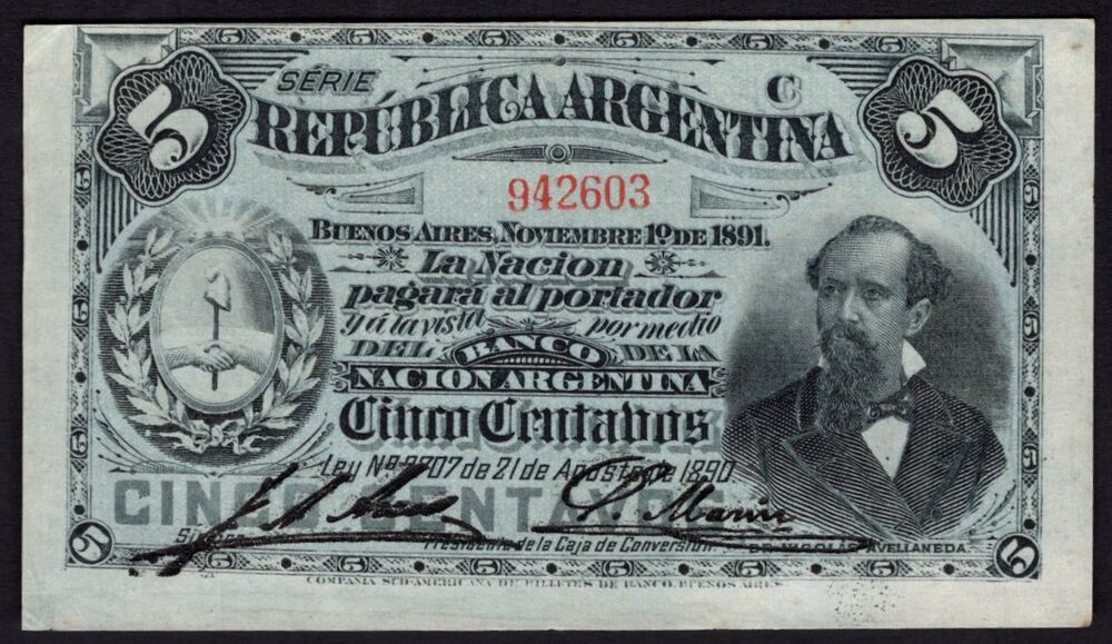 Argentina - 5 Centavos 1890 - Pick # 209 - aUNC