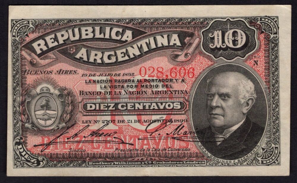 Argentina - 10 Centavos 1890 - Pick # 228 - XF