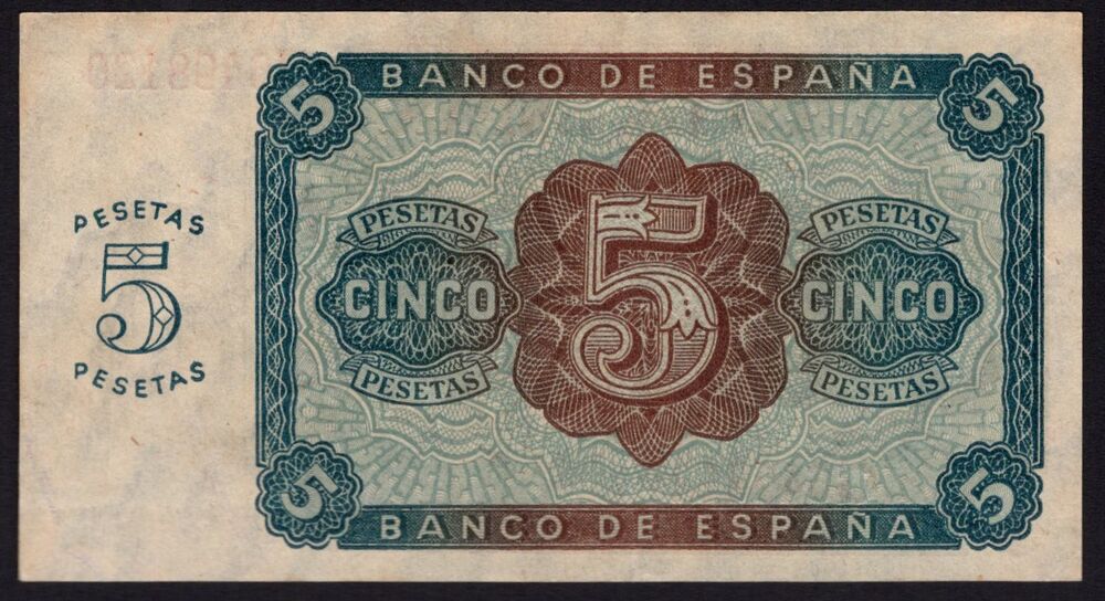 Spain - 5 Pesetas 1938 - Pick # 110 - aUNC
