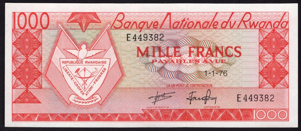 Rwanda - 1000 Francs 1976 - Pick # 10c - UNC-