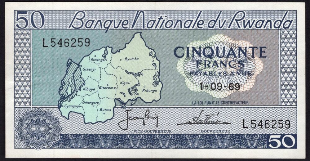 Rwanda - 50 Francs 1969 - Pick # 7a - XF