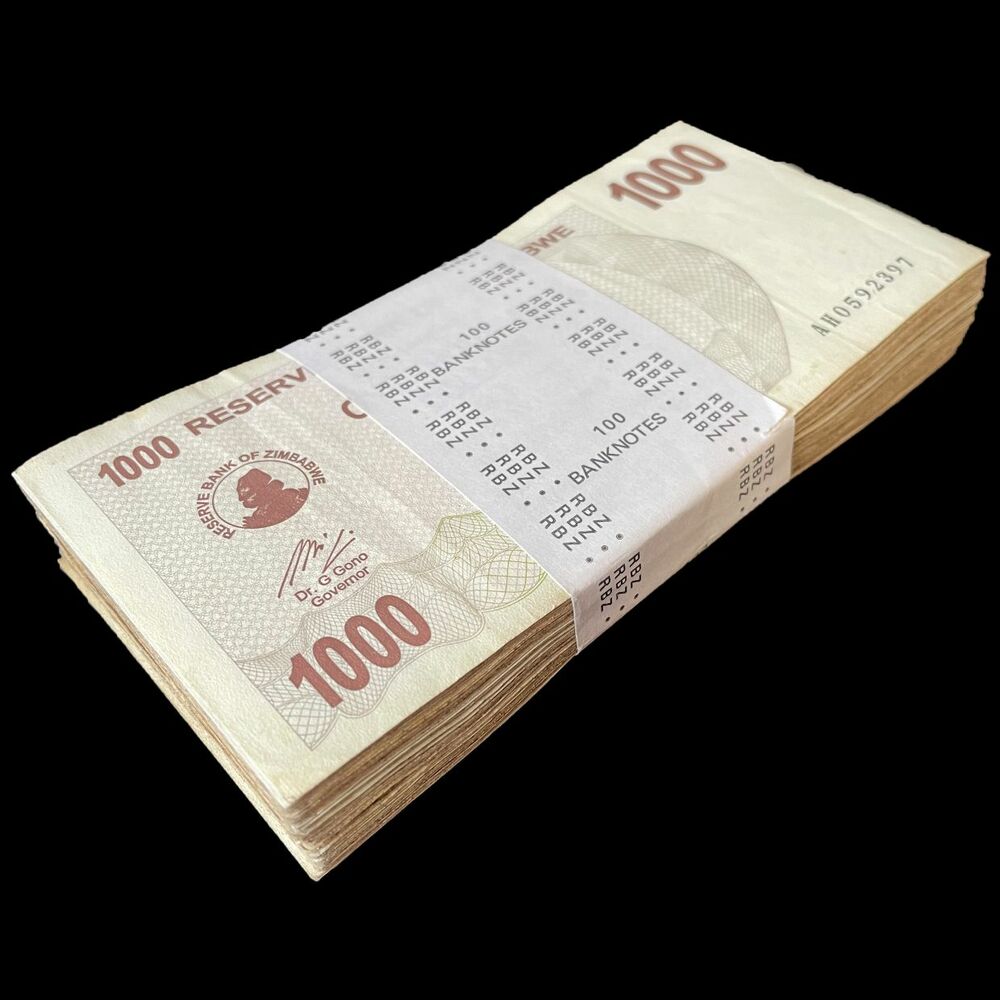 Zimbabwe - 1000 Dollars 2006 - Pick- 44 / B135 - Bundle 100 PCS - USED (F,VF,XF)