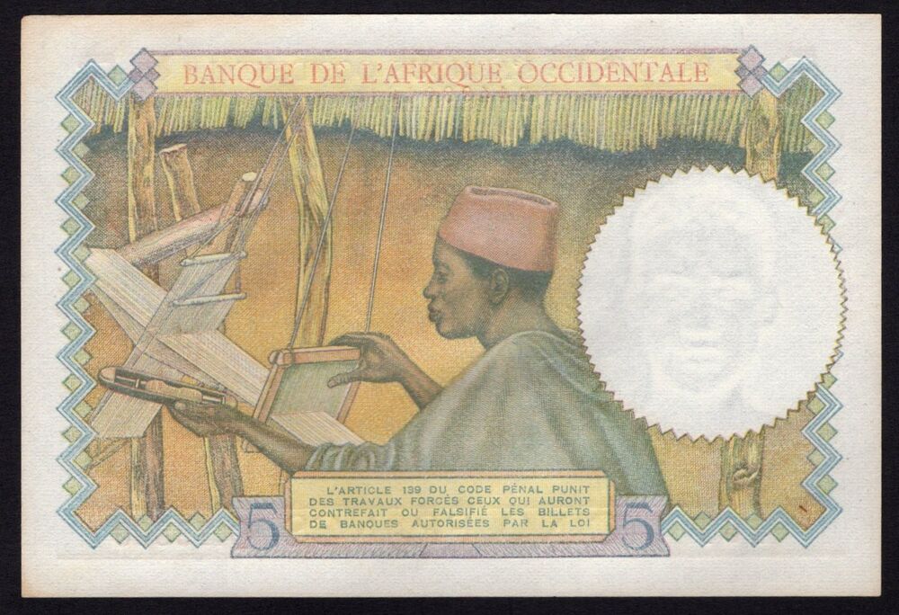 French West Africa - 5 Francs 1943 - Pick # 26 - UNC-