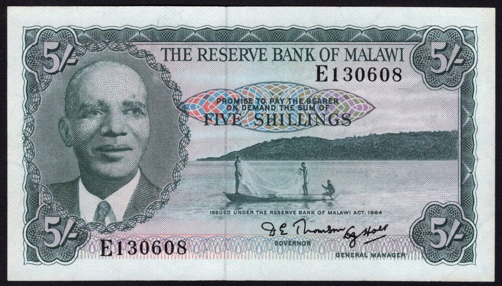 Malawi - 5 Shillings 1964 - Pick # 1A - VF