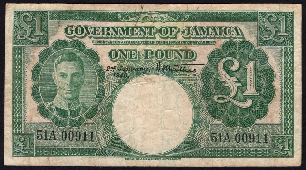 Jamaica - 1 Pound 1948 - Pick # 41a - Fine