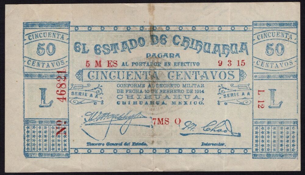 Mexico - 50 Centavos 1914 - Pick # S527b - VF