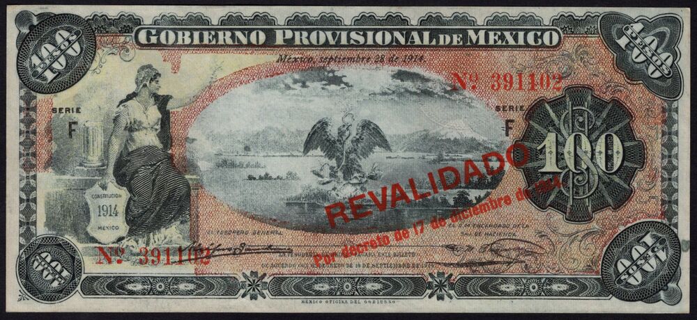 Mexico - 100 Pesos 1914 - Pick # S708b - aUNC
