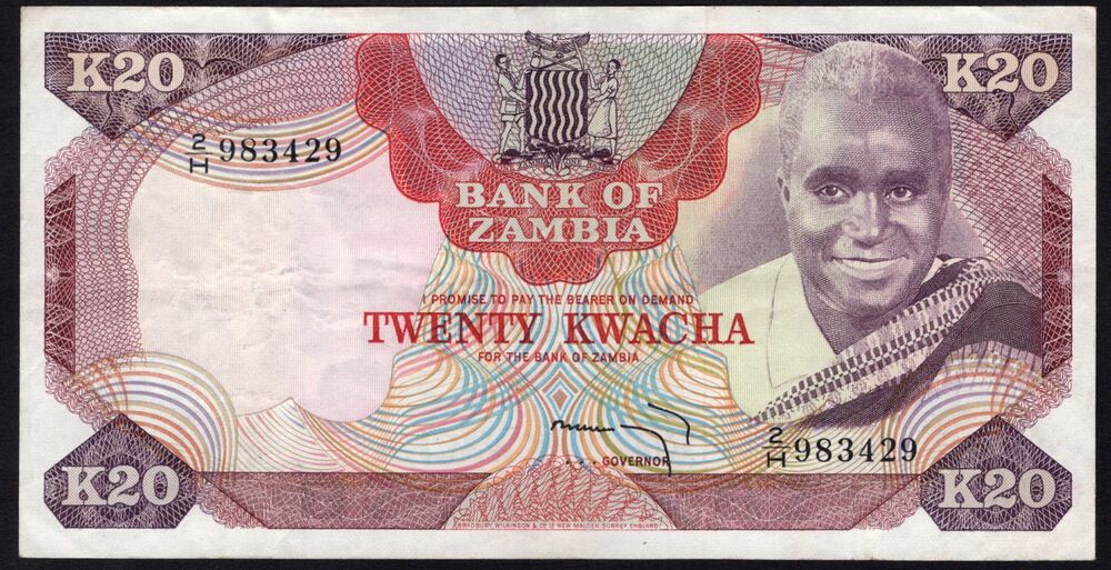 Zambia - 20 Kwacha 1974 - Pick # 18 - VF