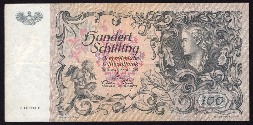Austria - 100 Schilling 1949 - Pick # 132 - VF