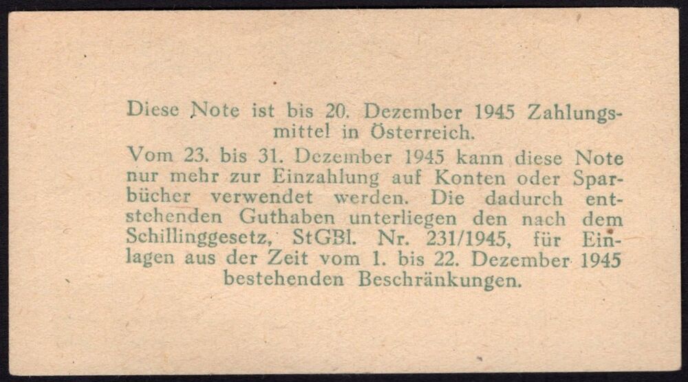 Austria - 1 Reichmark 1945 - Pick # 113b - XF