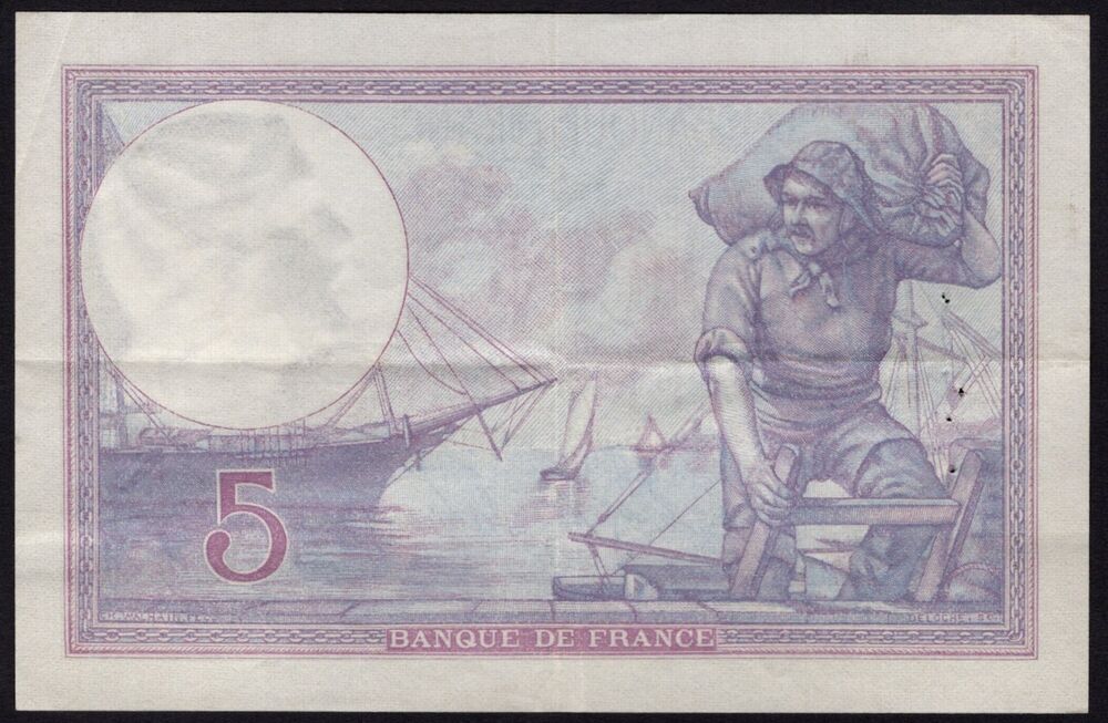 France - 5 Francs 1917 - Pick # 72a - VF