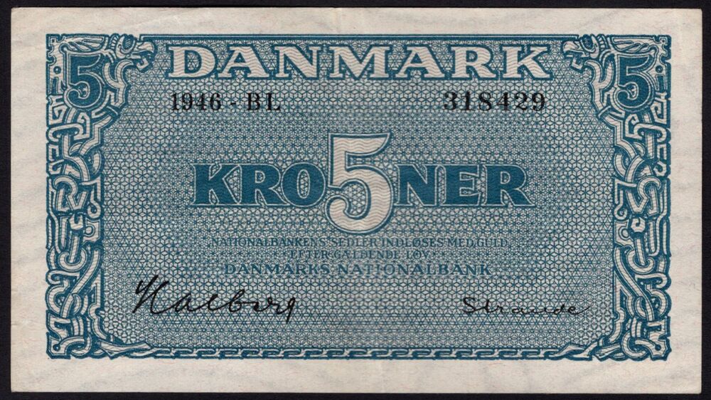 Denmark - 5 Kroner 1946 - Pick # 35c - aXF