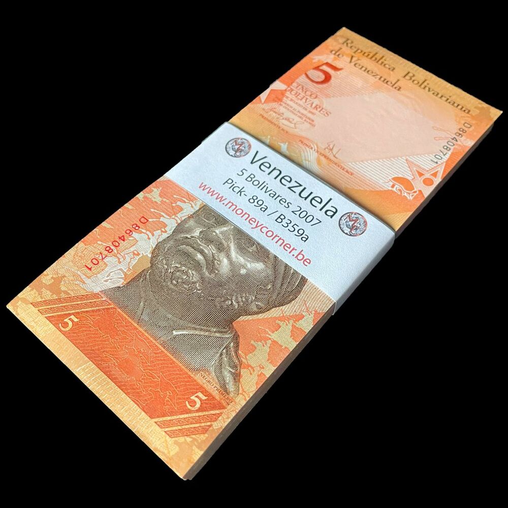 Venezuela - 5 Bolivares 2007 - Pick- 89a / B359a - Bundle 100 PCS