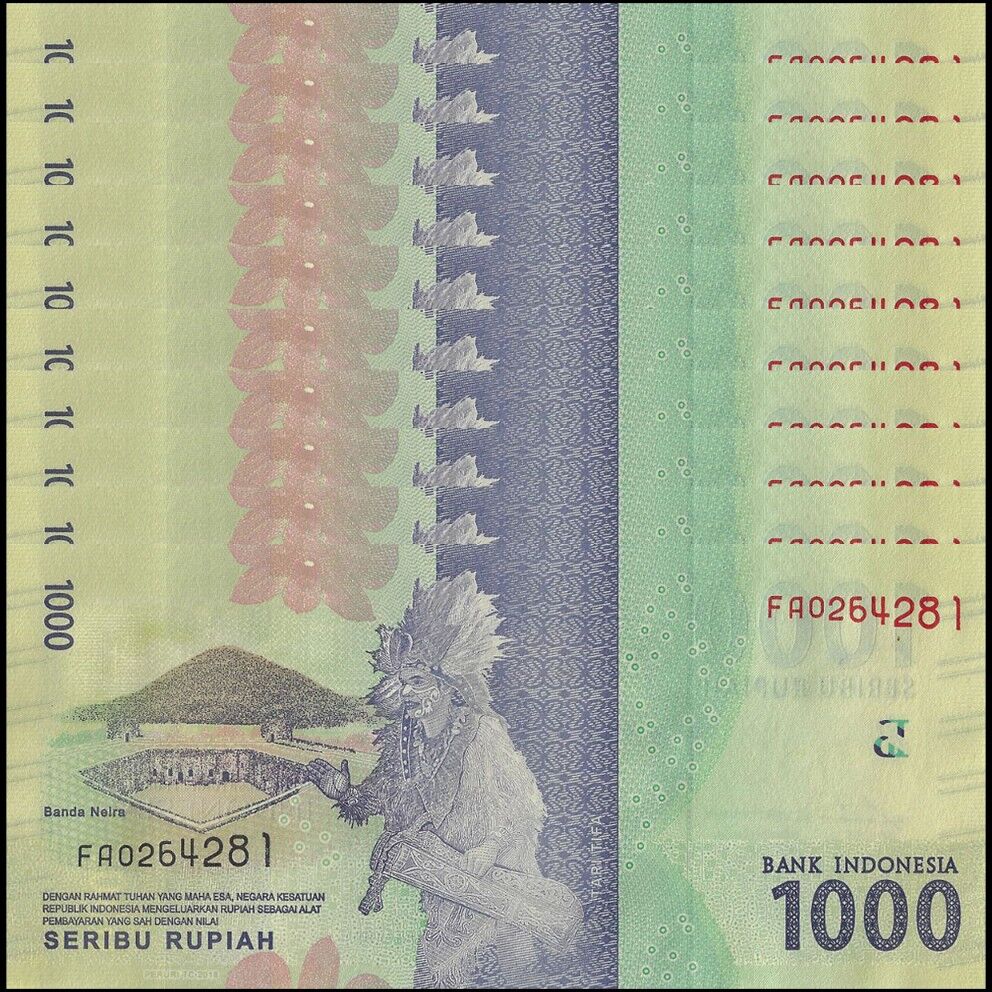 Indonesia -  1000 Rupiah 2018 - Pick # 154c - Set 10 PCS
