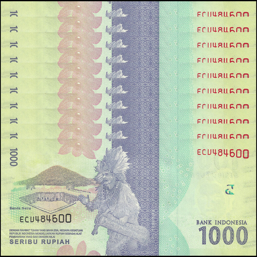 Indonesia - 1000 Rupiah 2021 - Pick- 154f / B609f - Set 10 PCS