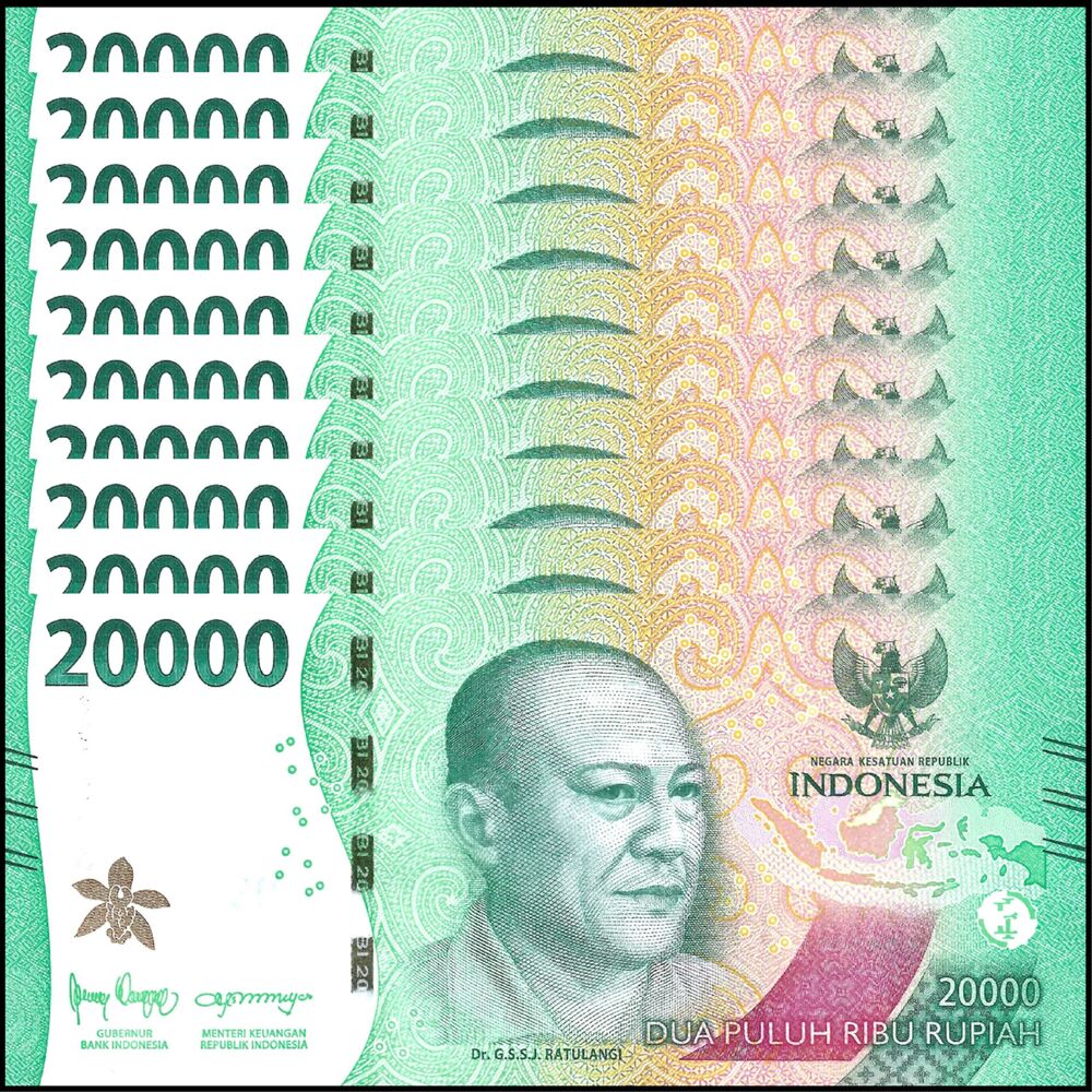 Indonesia -  20.000 Rupiah 2024 - Pick # 166c - Set 10 PCS