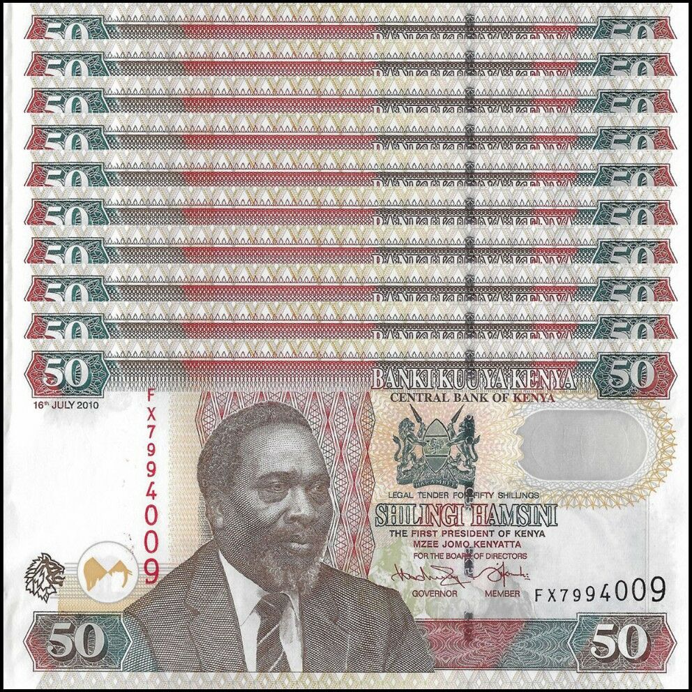 Kenya - 50 Shillings 2010 - Pick- 47e / B138h - Set 10 PCS