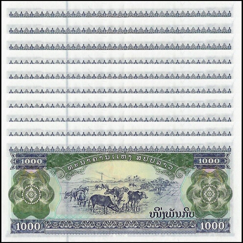Laos - 1000 Kip 2003 - Pick- 32Ab / B509b - Set 10 PCS
