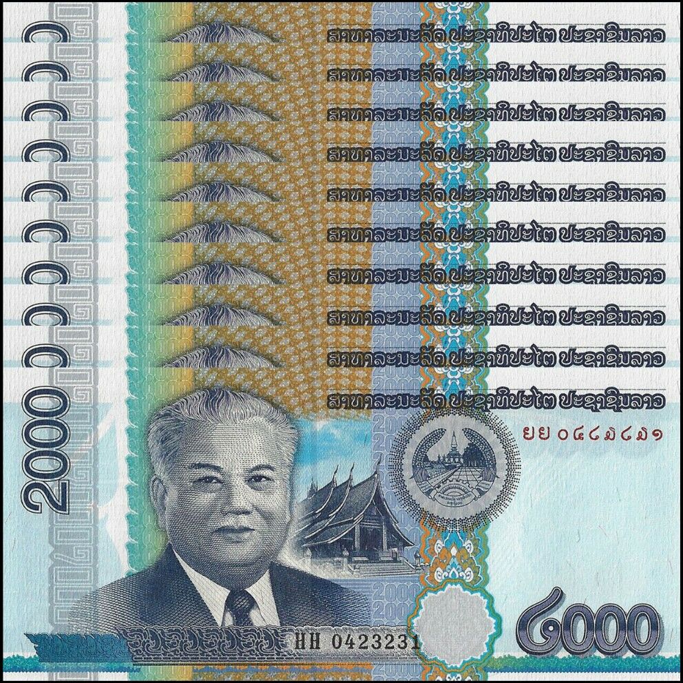 Laos - 2000 Kip 2011 - Pick- 41 / B517 - Set 10 PCS