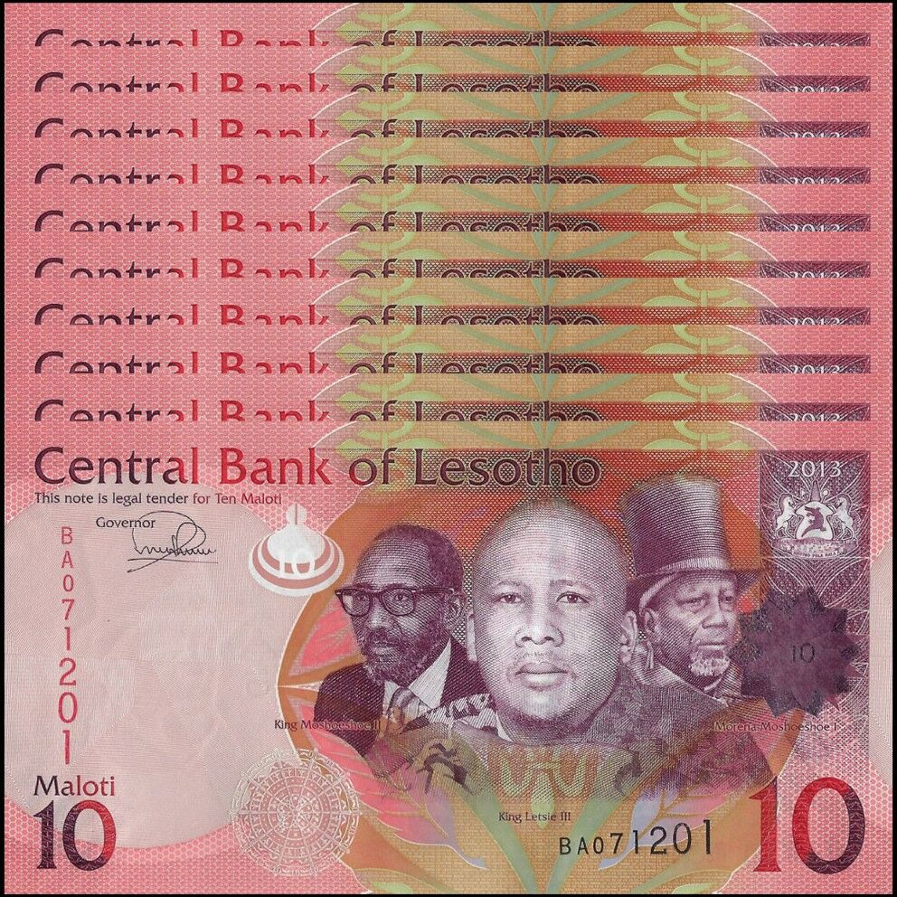 Lesotho - 10 Maloti 2013 - Pick- 21b / B222 - Set 10 PCS