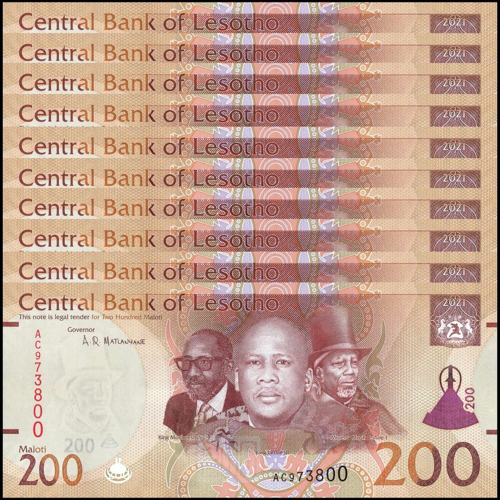 Lesotho - 200 Maloti 2021 - Pick- NEW / B231 - Set 10 PCS
