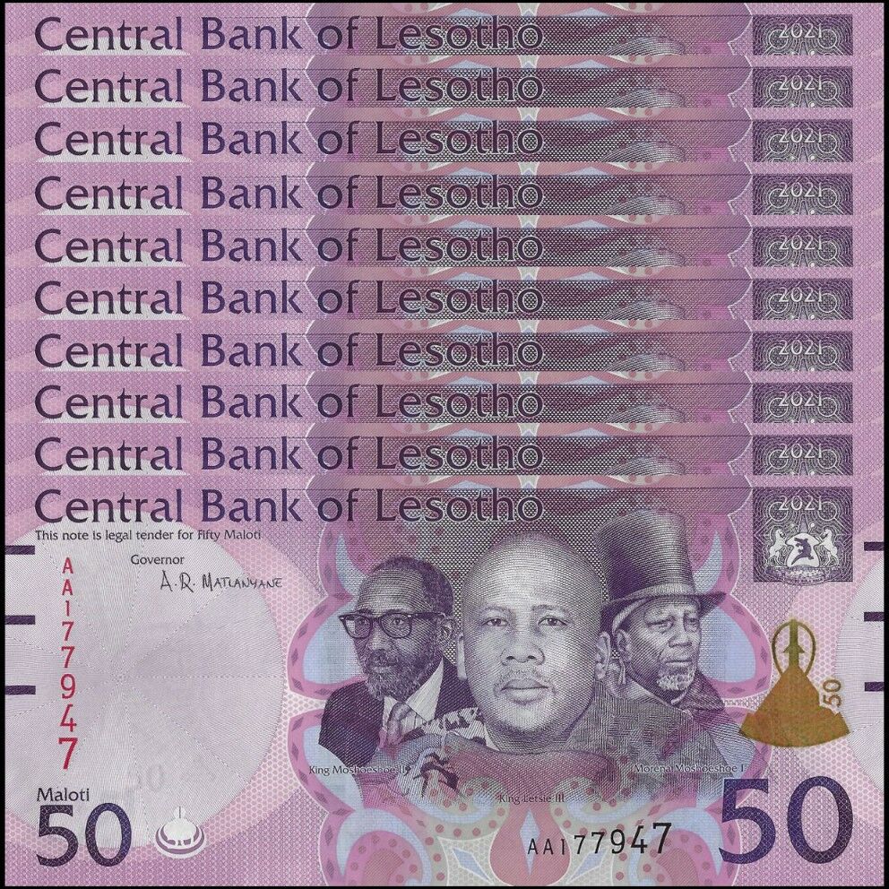 Lesotho - 50 Maloti 2021 - Pick- NEW / B229 - Set 10 PCS