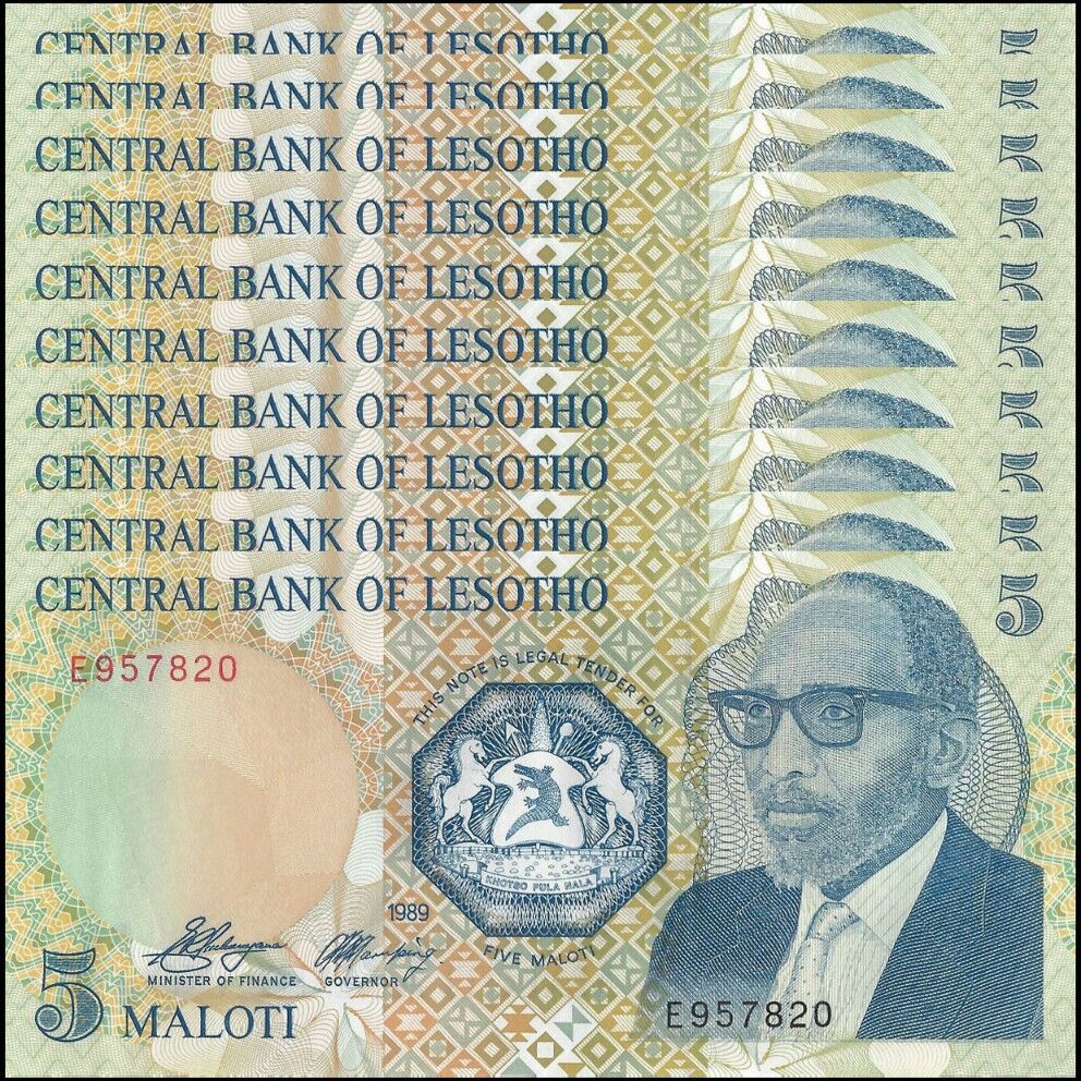 Lesotho - 5 Maloti 1989 - Pick- 10 / B207 - Set 10 PCS