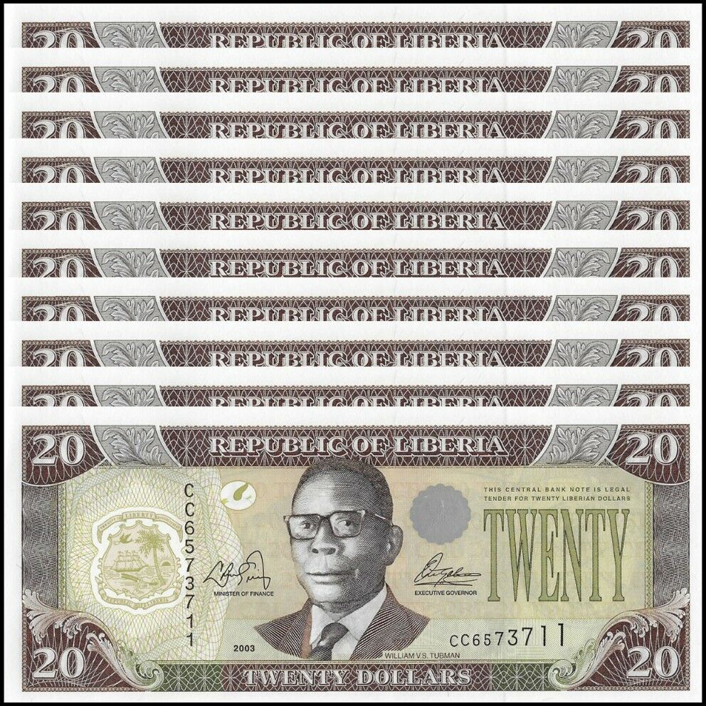 Liberia - 20 Dollars 2003 - Pick- 28a / B308a - Set 10 PCS