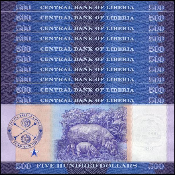 Liberia - 500 Dollars 2022 - Pick # 40a  - Set 10 PCS