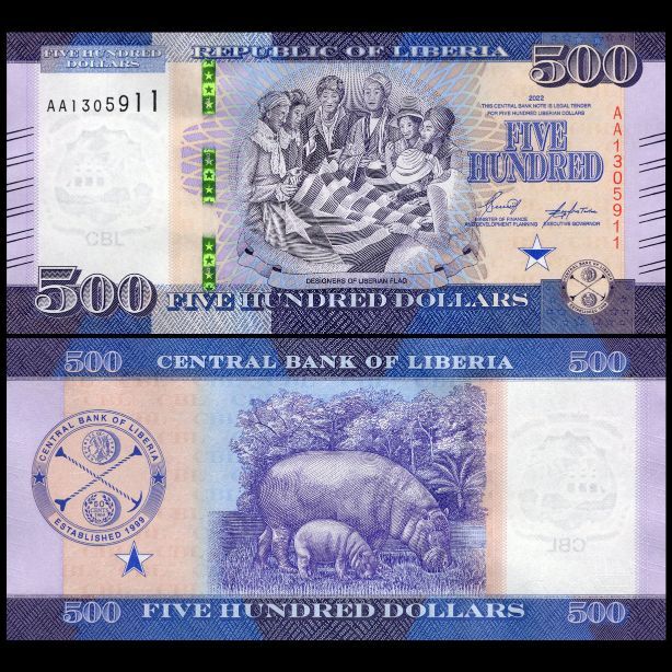 Liberia - 500 Dollars 2022 - Pick # 40a  - Set 10 PCS