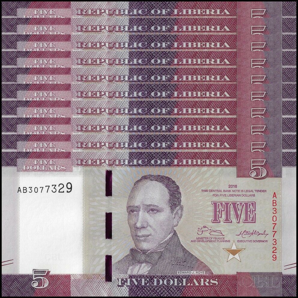 Liberia - 5 Dollars 2016 - Pick- 31a / B311a - Set 10 PCS