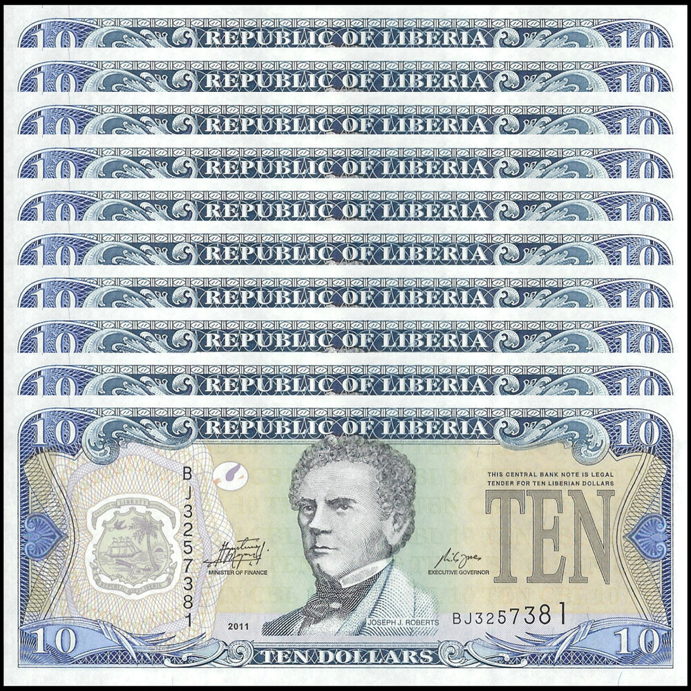 Liberia -  10 Dollars 2011 - Pick # 27f - Set 10 PCS