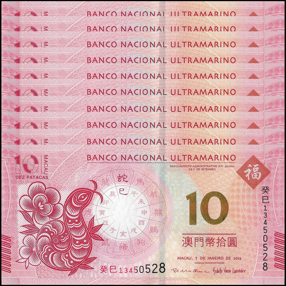 Macau - 10 Patacas 2013 - Pick- 86 / B075 - COMMEMORATIVE - Set 10 PCS